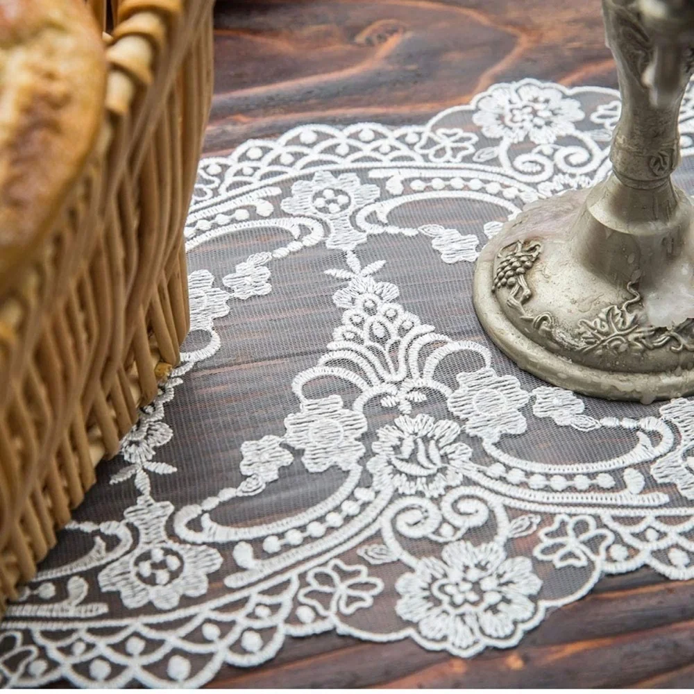 Lace Table Runner Macrame Flower Vintage Shabby Chic Wedding Holiday 10 x 70 In - Picture 8 of 10